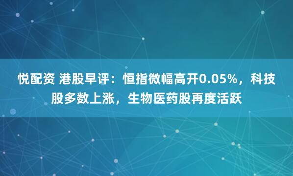 悦配资 港股早评：恒指微幅高开0.05%，科技股多数上涨，生物医药股再度活跃